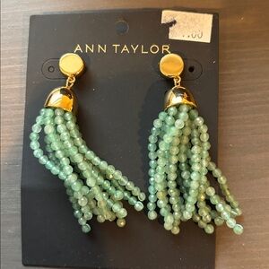 New Drop Earrings in Gold and Green stones